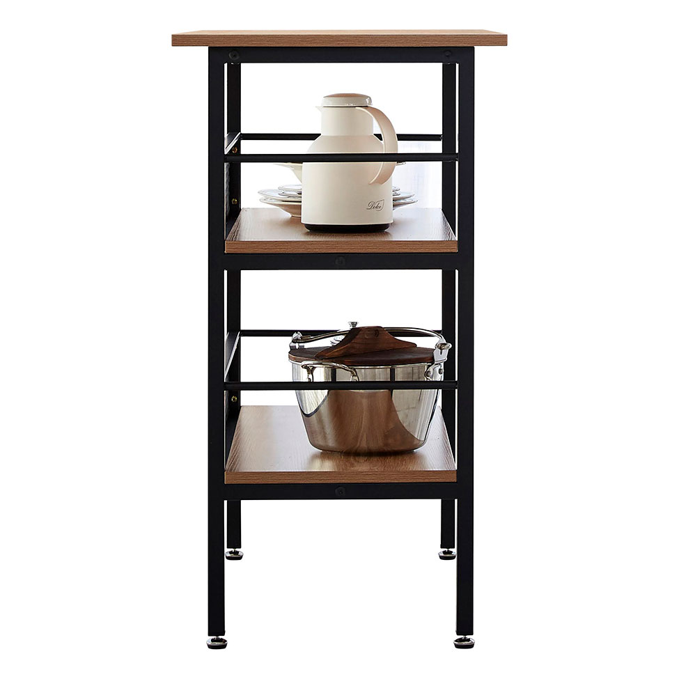 Aparador Balcão Naarden com 2 Prateleiras Acácia e Preto 100 cm