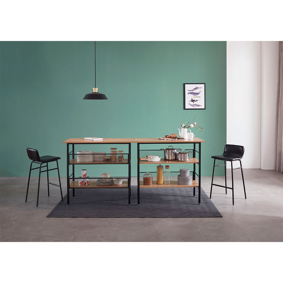 Aparador Balcão Naarden com 2 Prateleiras Acácia e Preto 100 cm