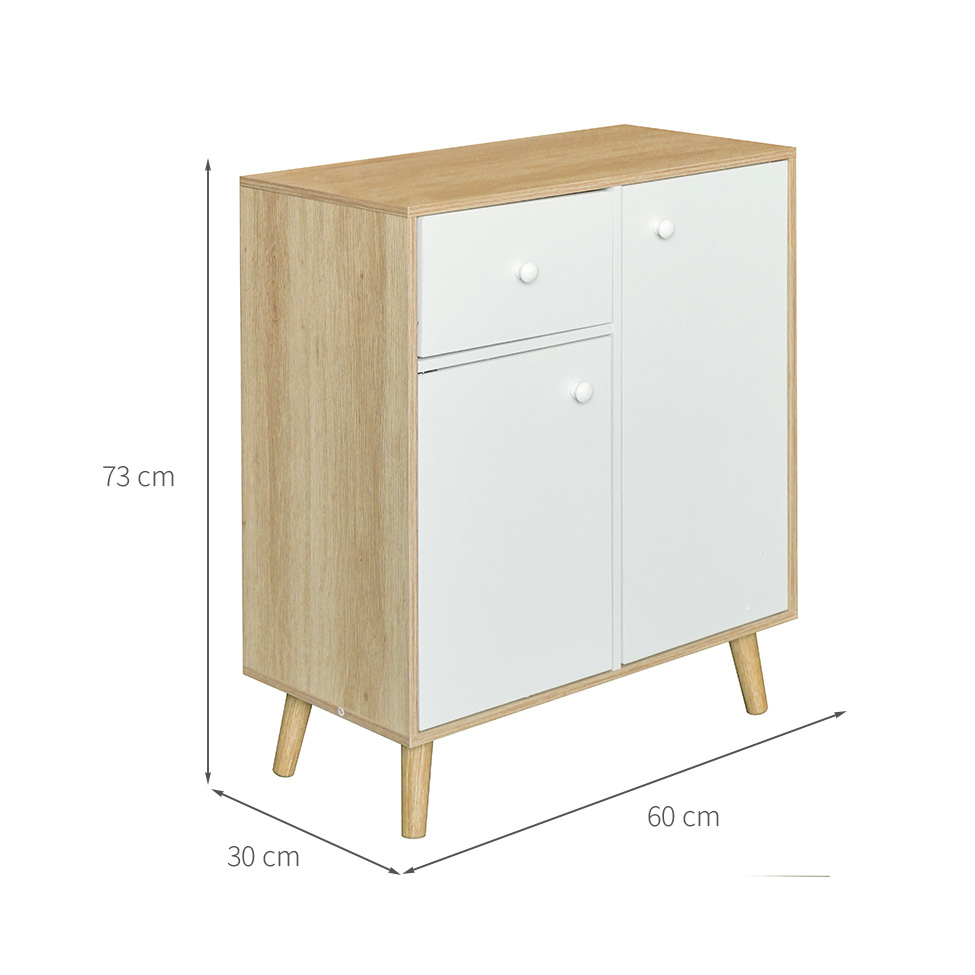 Aparador Buffet Enid 1 GVT 2 PT Branco e Natural