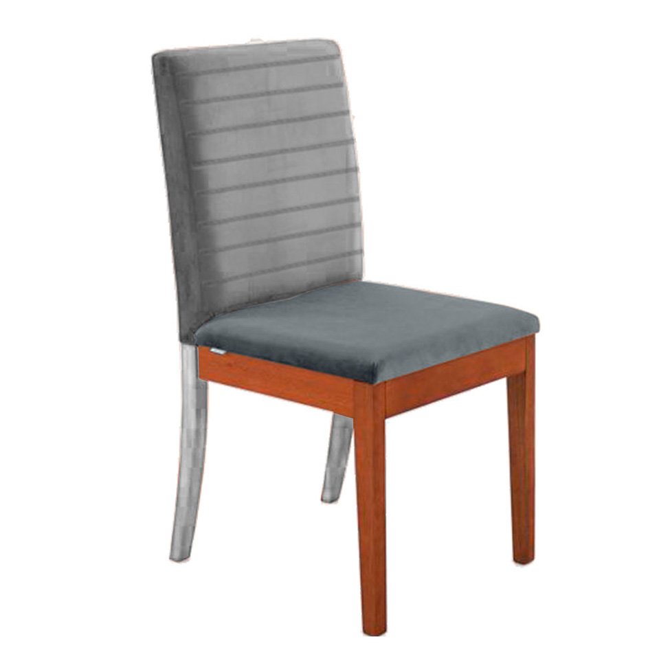 Assento Simples Iguatemi Madeira Maciça Avelã Linho Cinza