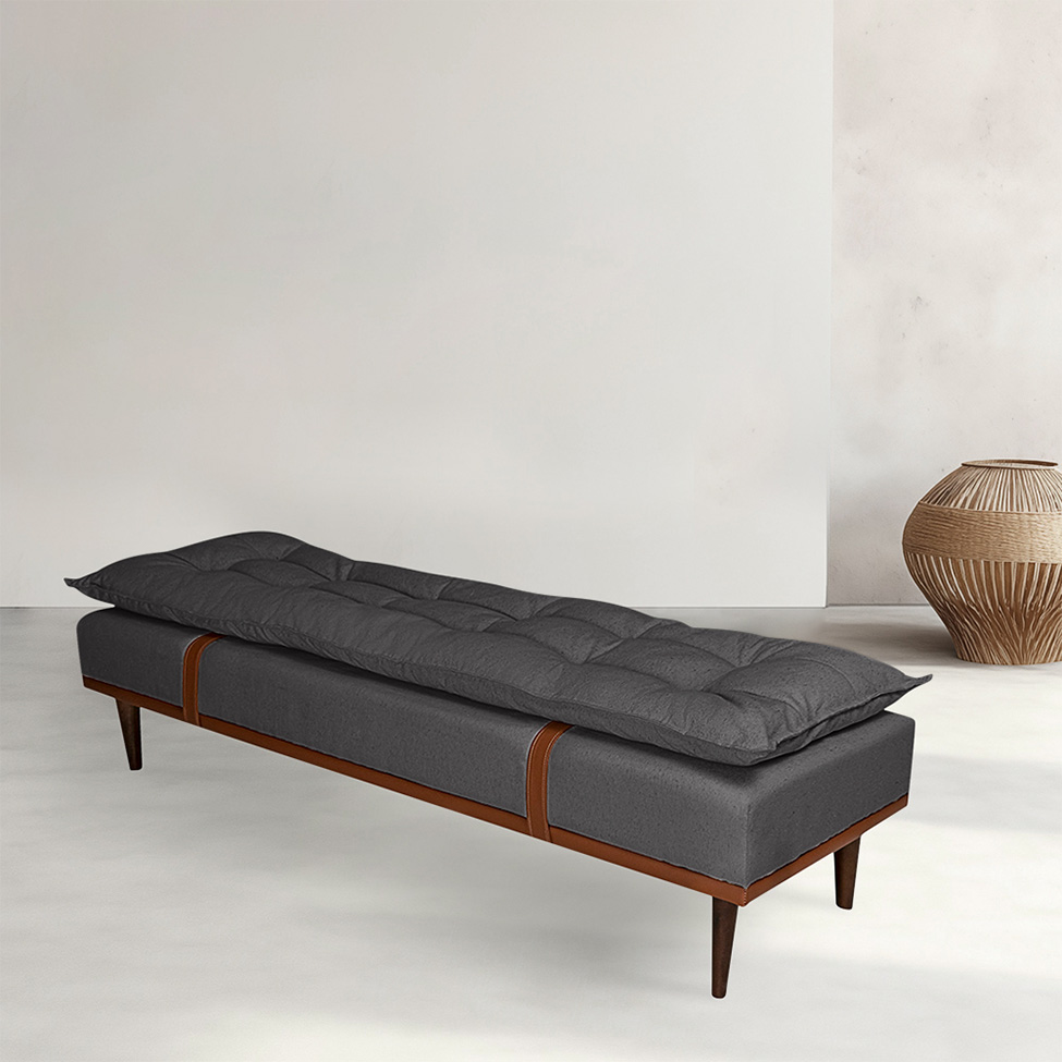 Banco 2 Lugares Drop Cinza e Amêndoa 140 cm