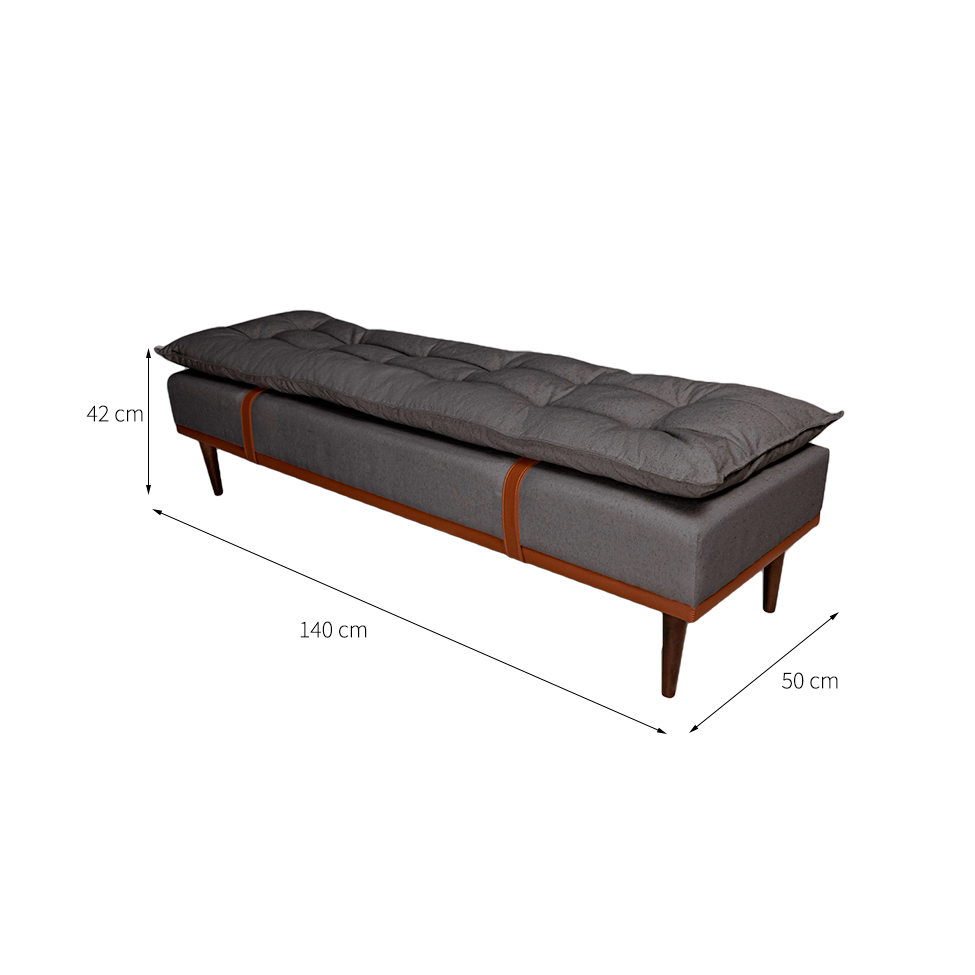 Banco 2 Lugares Drop Cinza e Amêndoa 140 cm