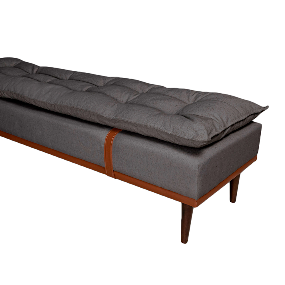 Banco 2 Lugares Drop Cinza e Amêndoa 140 cm
