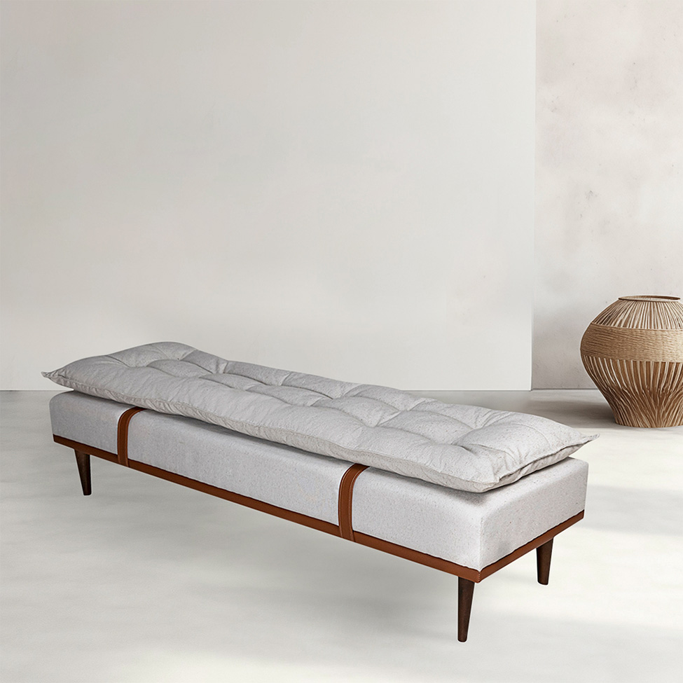 Banco 2 Lugares Drop Off White e Avelã 140 cm