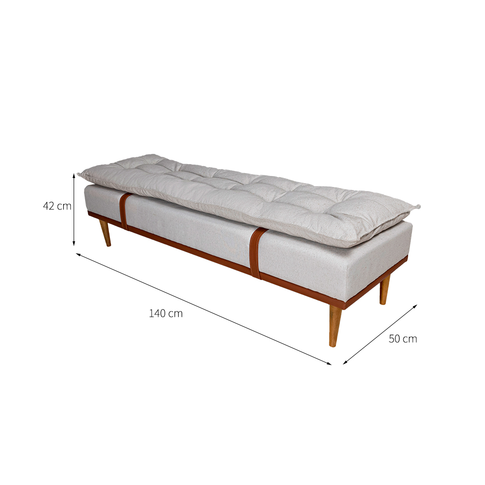 Banco 2 Lugares Drop Off White e Avelã 140 cm