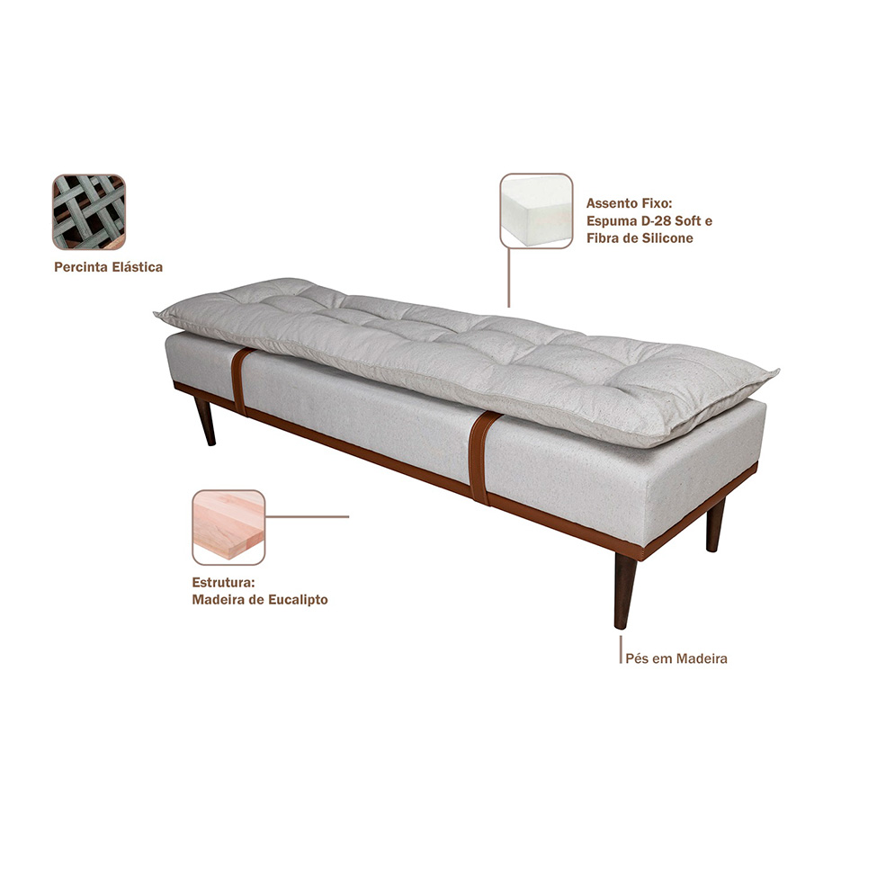 Banco 2 Lugares Drop Off White e Avelã 140 cm