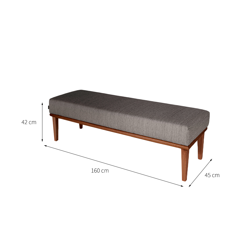 Banco 2 Lugares Grazi Cinza e Amêndoa 160 cm
