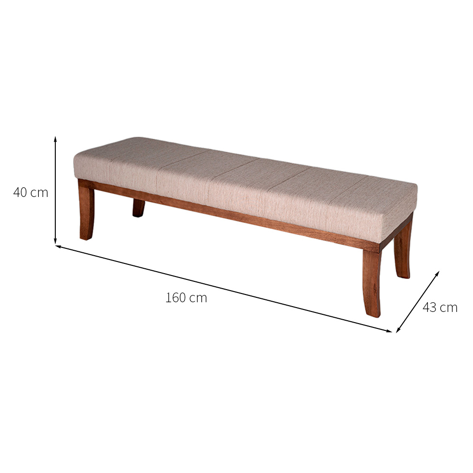 Banco 2 Lugares Lucia Bege e Amêndoa 160 cm