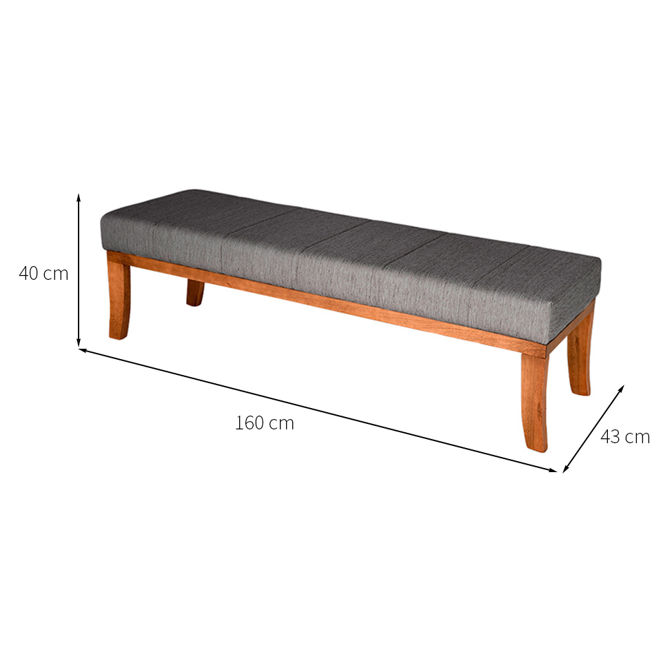 Banco 2 Lugares Lucia Cinza e Castanho 160 cm