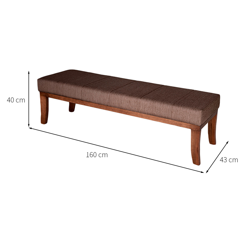 Banco 2 Lugares Lucia Marrom e Amêndoa 160 cm
