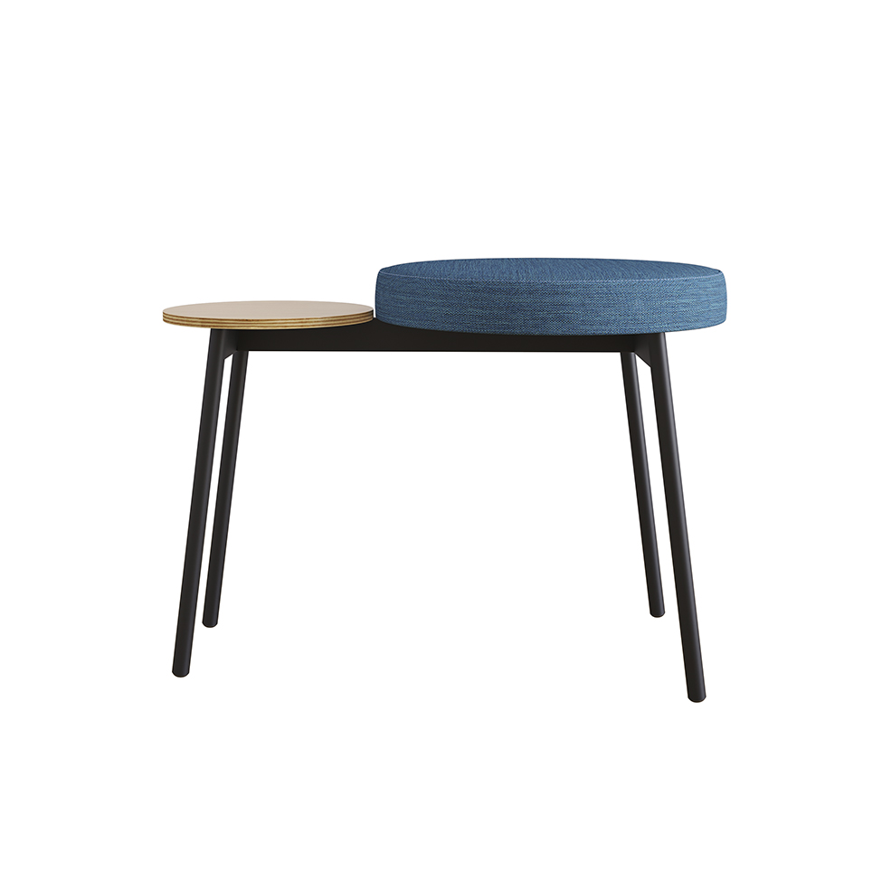 Banco com Apoio Lateral Bock Linho Azul e Preto