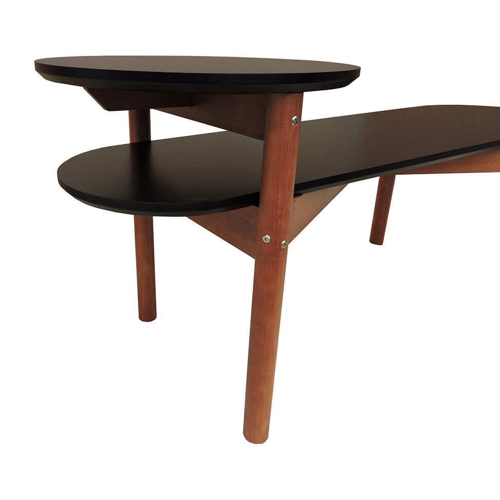 Banco com Mesa de Apoio Tori Amêndoa e Preto