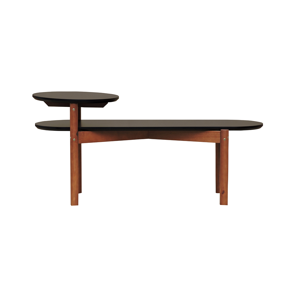 Banco com Mesa de Apoio Tori Amêndoa e Preto