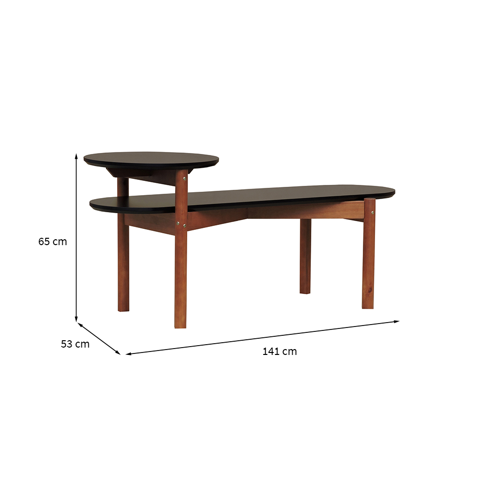 Banco com Mesa de Apoio Tori Amêndoa e Preto