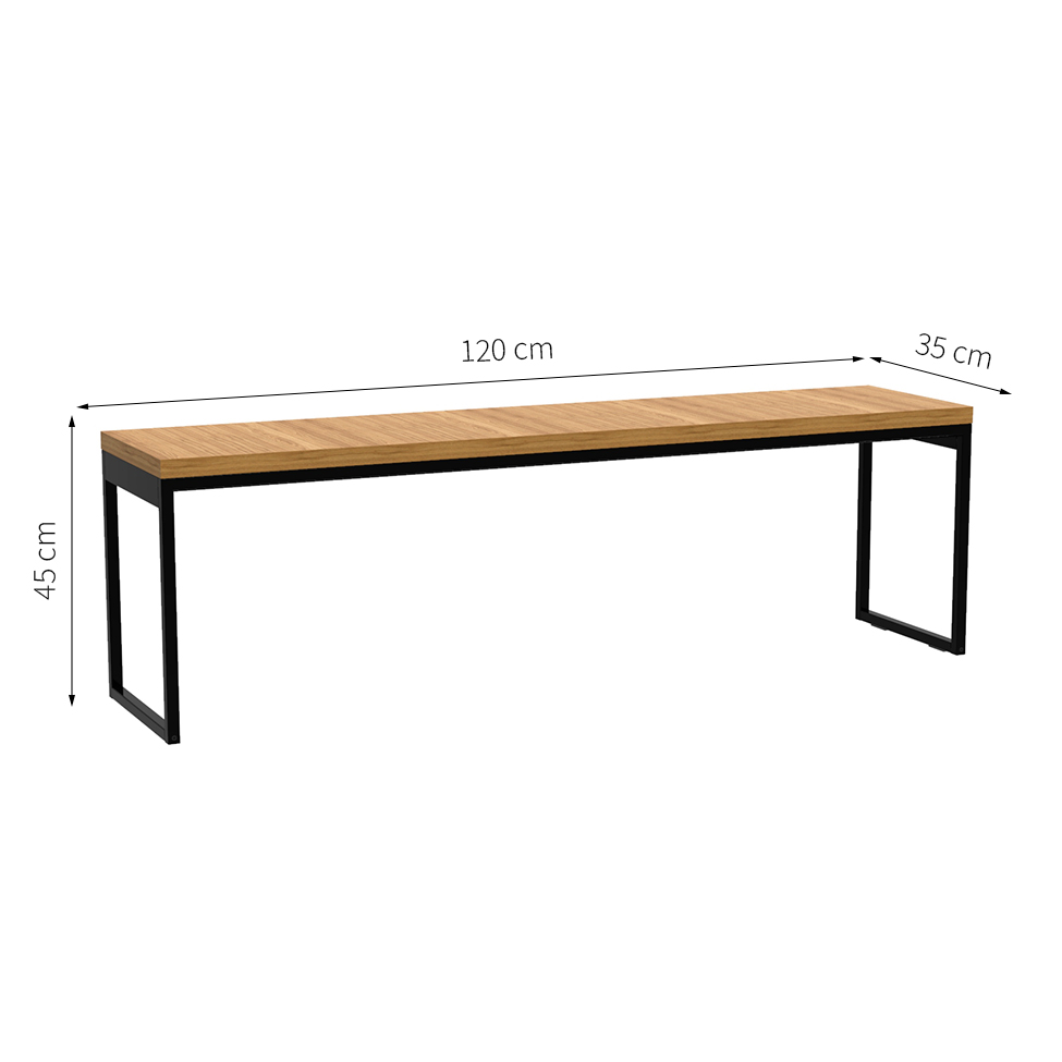 Banco de Jantar 2 Lugares Stanford Amêndoa e Preto 120 cm