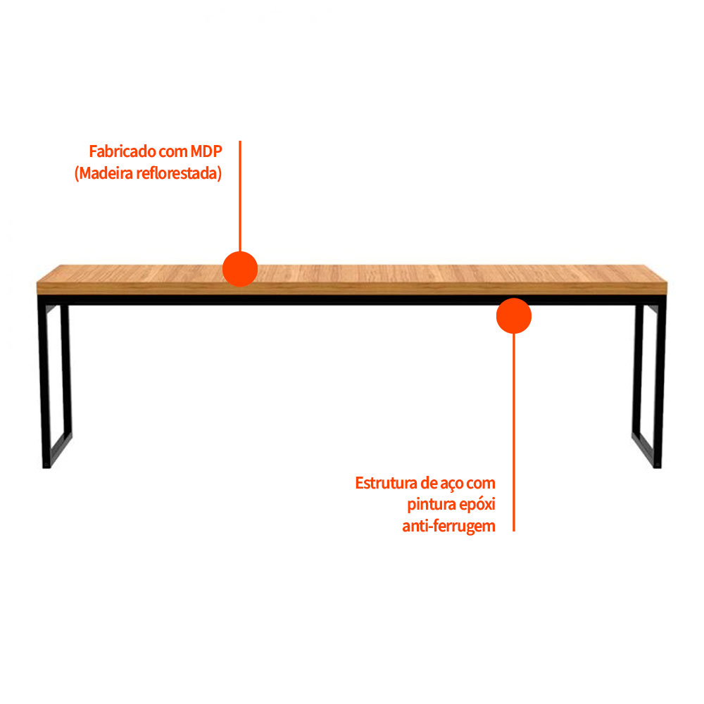 Banco de Jantar 2 Lugares Stanford Amêndoa e Preto 120 cm