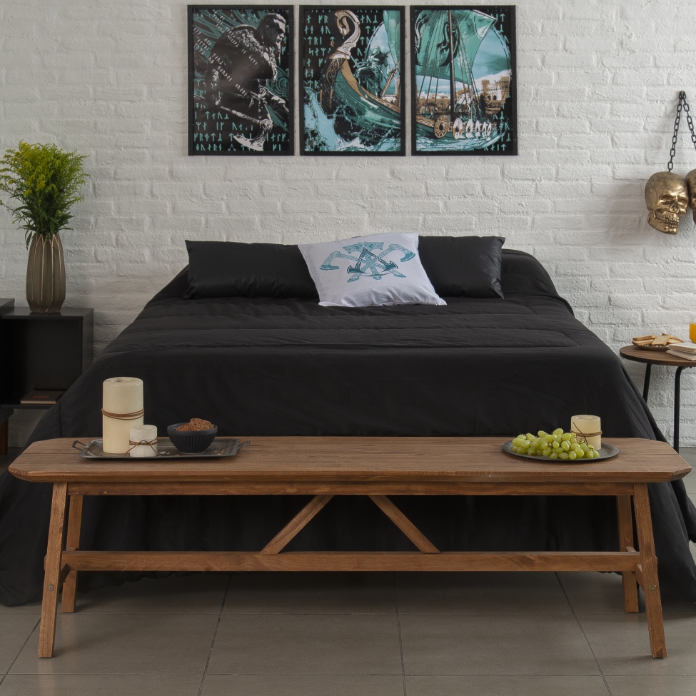 Banco de Jantar 3 Lugares Famille Amêndoa Rustico 160 cm