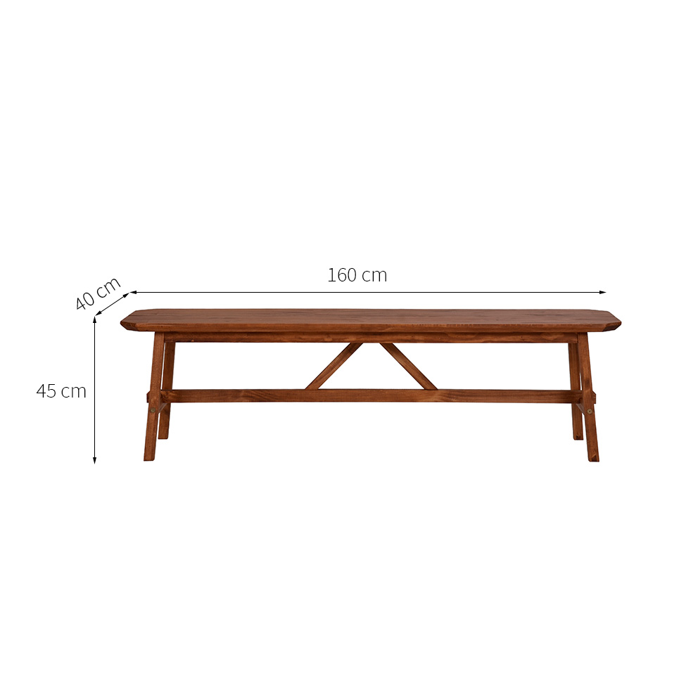 Banco de Jantar 3 Lugares Famille Amêndoa Rustico 160 cm