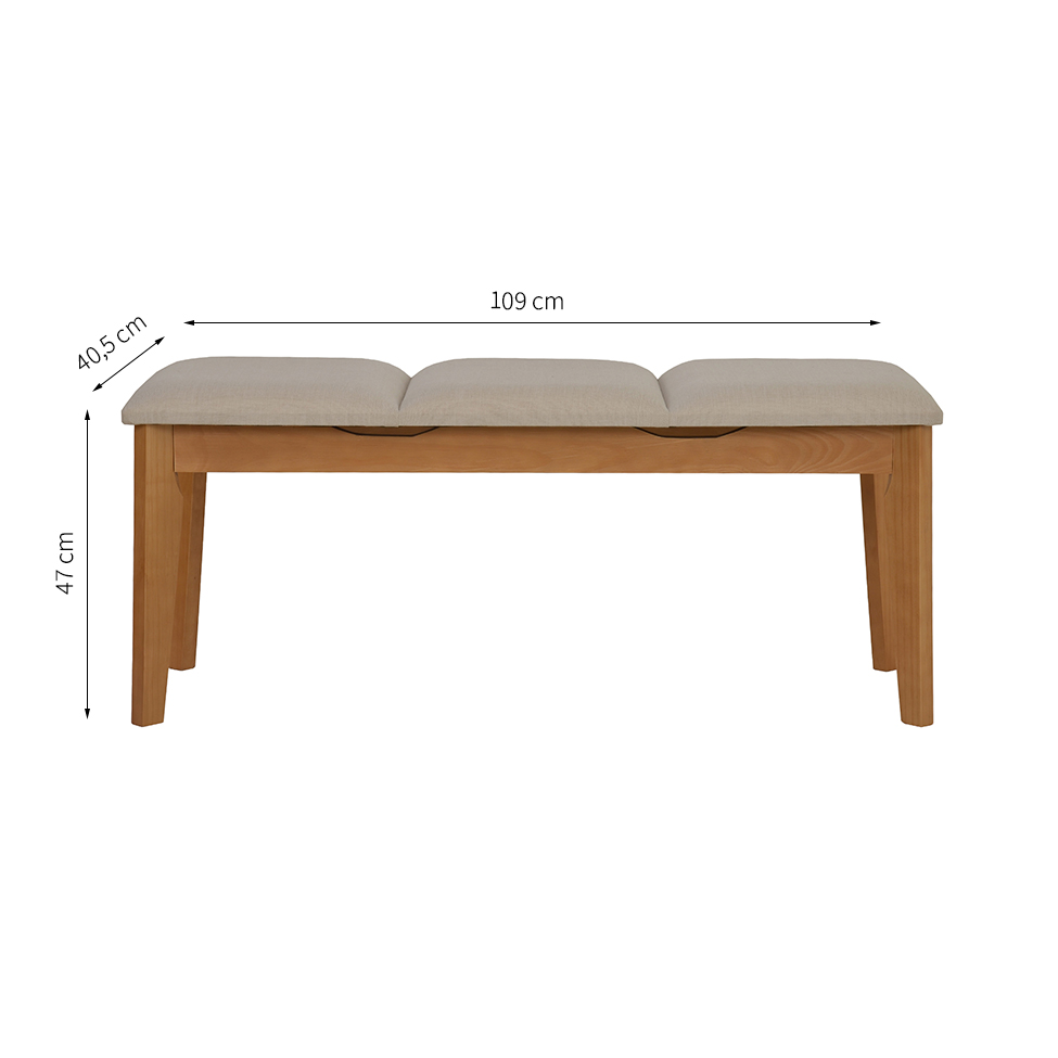 Banco de Jantar com 2 Lugares Elis Avelã e Bege 109 cm