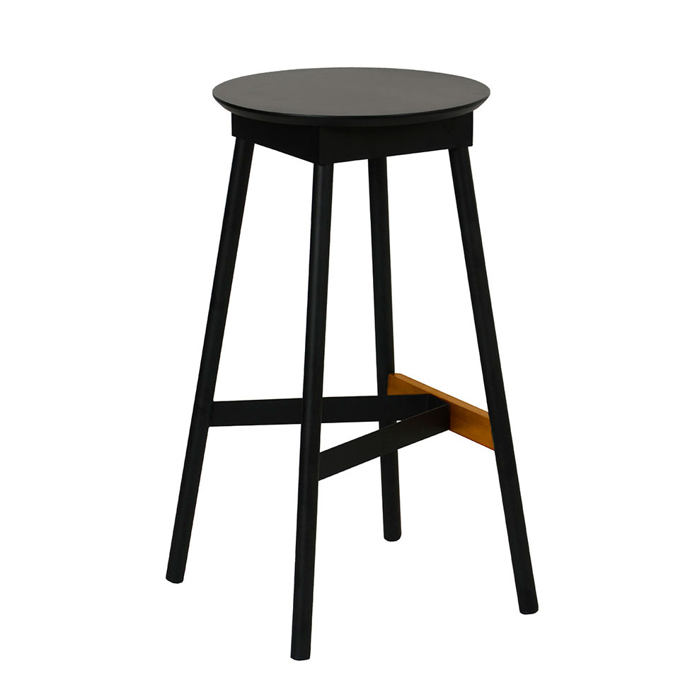 Banqueta Denver Industrial Preta e Amêndoa