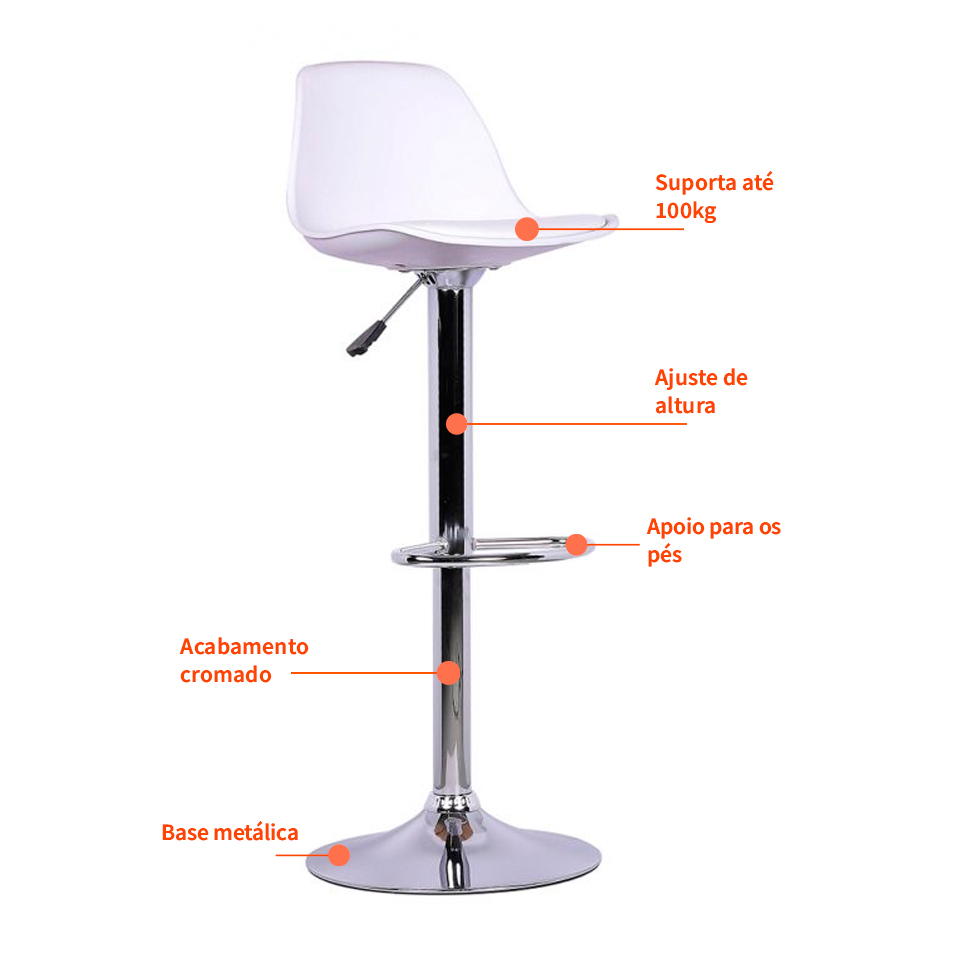 Banqueta Giratória Eames Branca