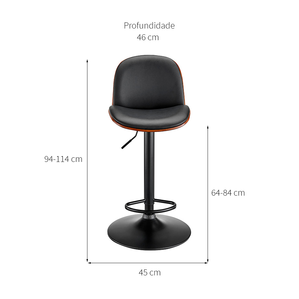 Banqueta Giratória Gouda Preta