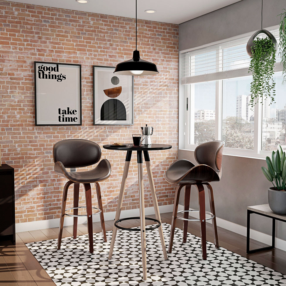 Banqueta Giratória Helmond Marrom