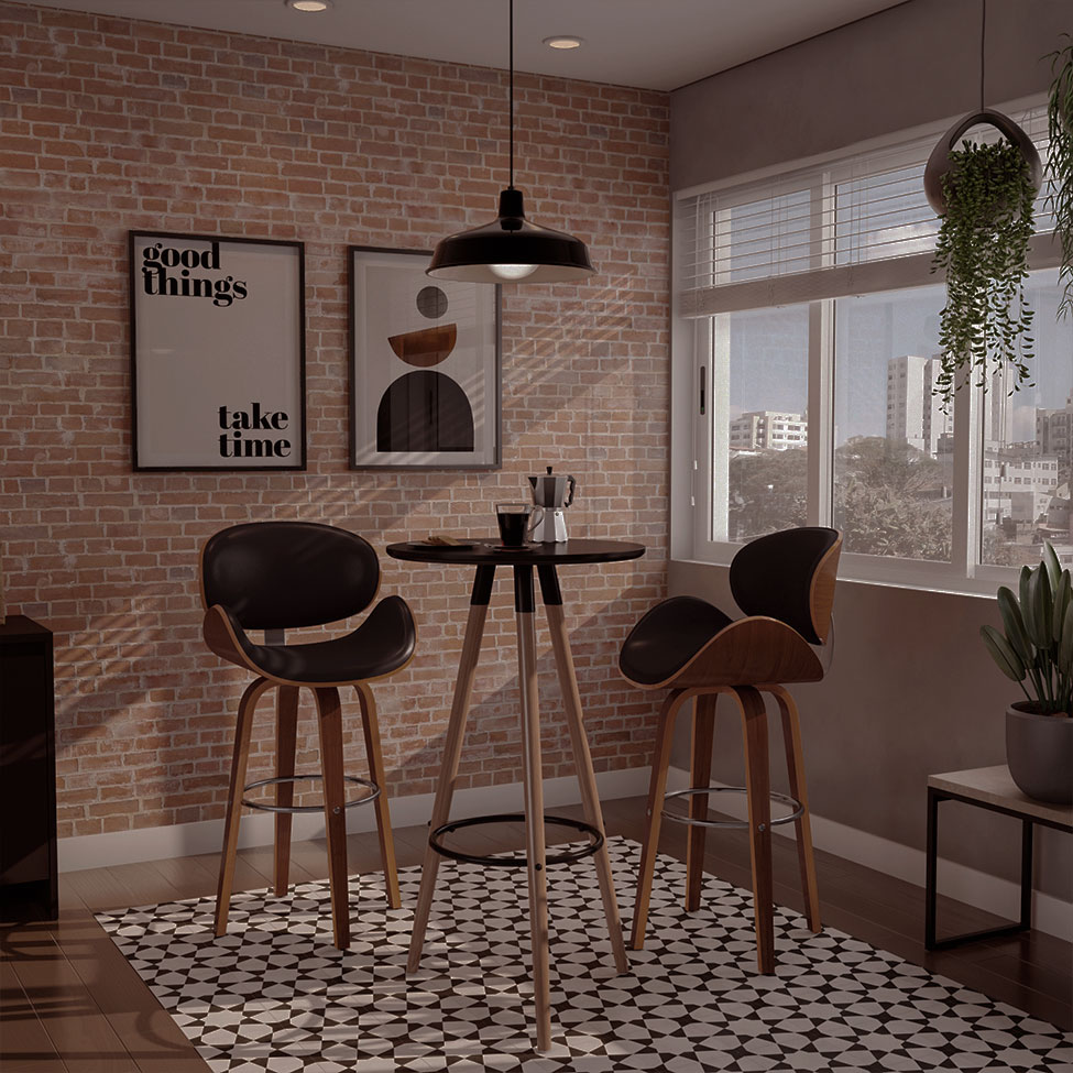 Banqueta Giratória Helmond Preta