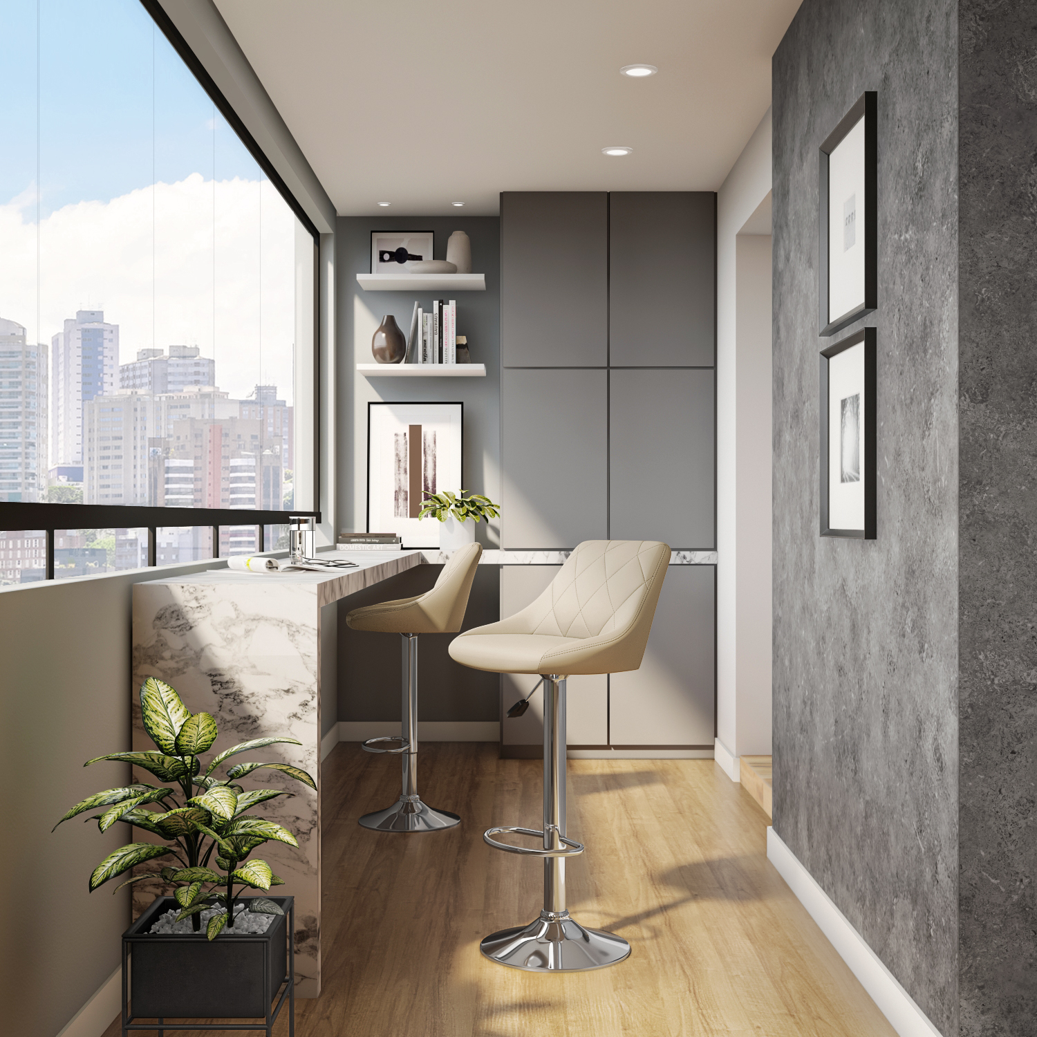 Banqueta Giratória Milano Bege