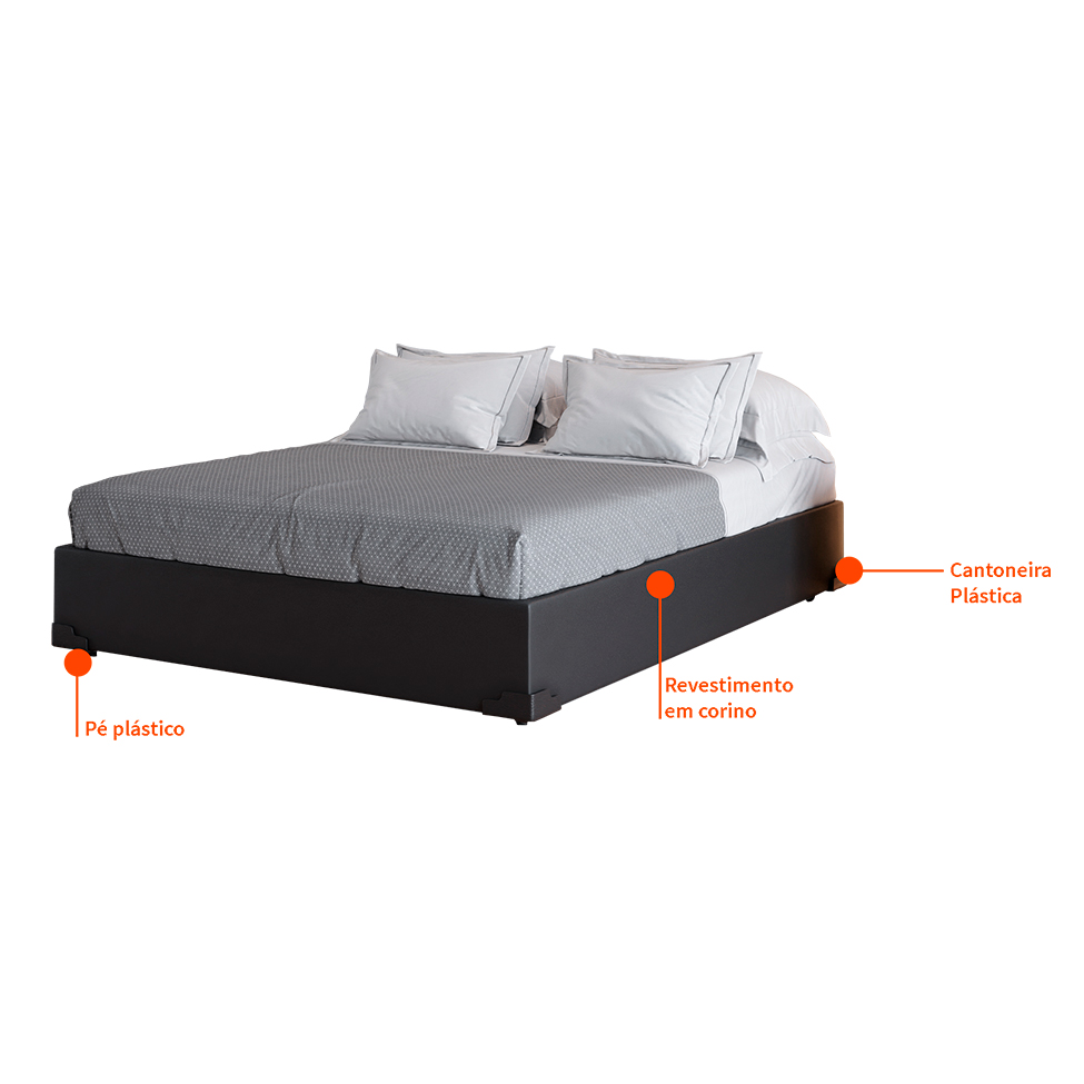Base para Cama Box Casal Joe (36x138x188) Preta