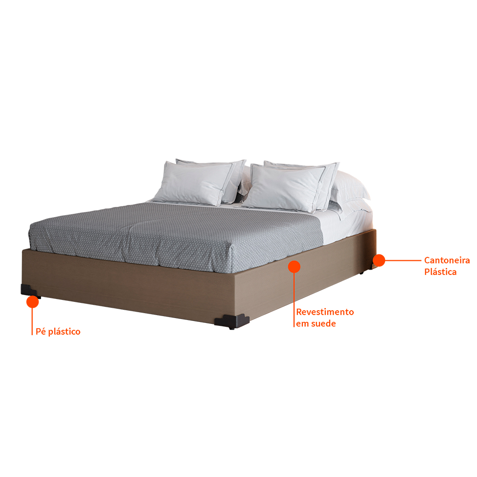 Base para Cama Box Casal Joe Suede (36x138x188) Bege