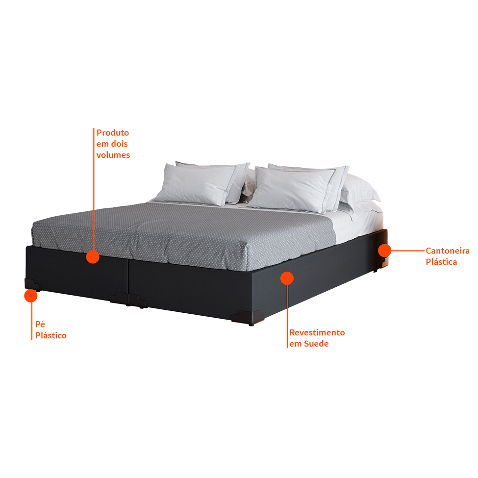 Base para Cama Box Queen Joe Suede (36x158x198) Grafite