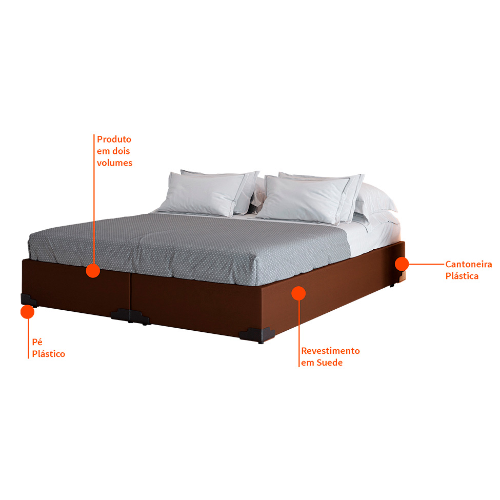 Base para Cama Box Queen Joe Suede (36x158x198) Marrom