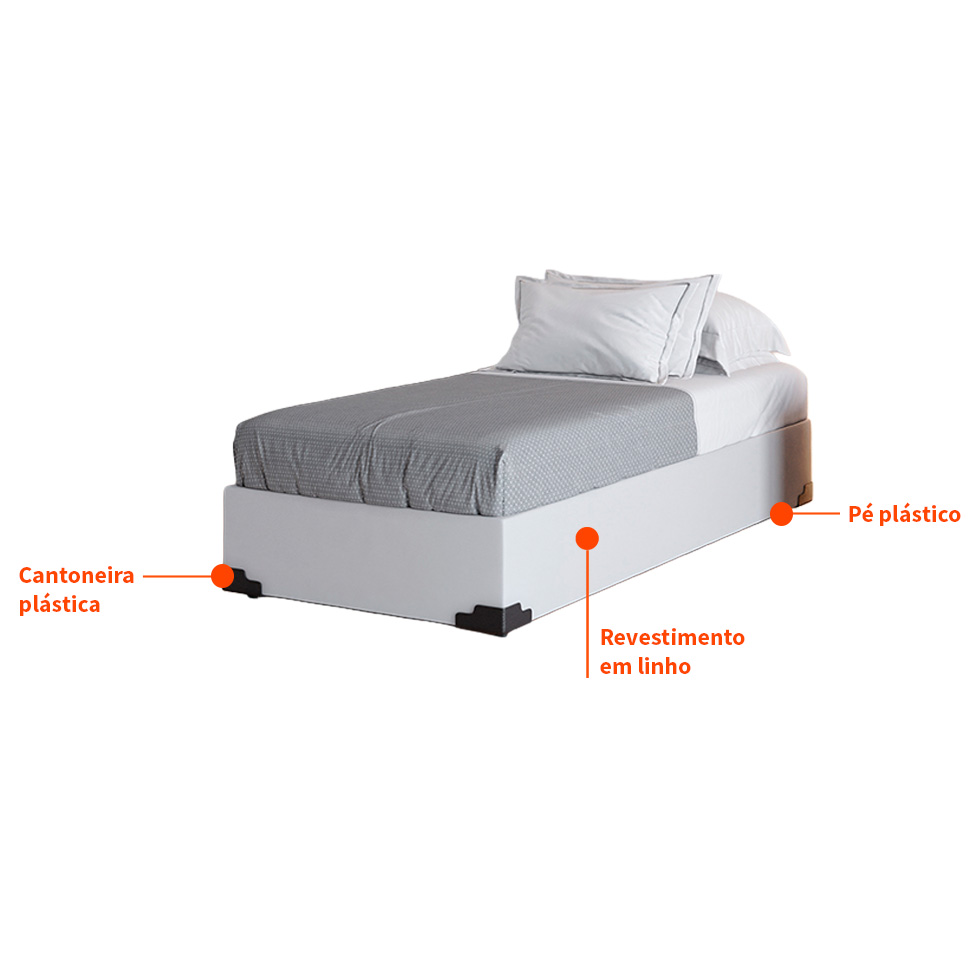 Base para Cama Box Solteiro Joe (36x88x188) Branca