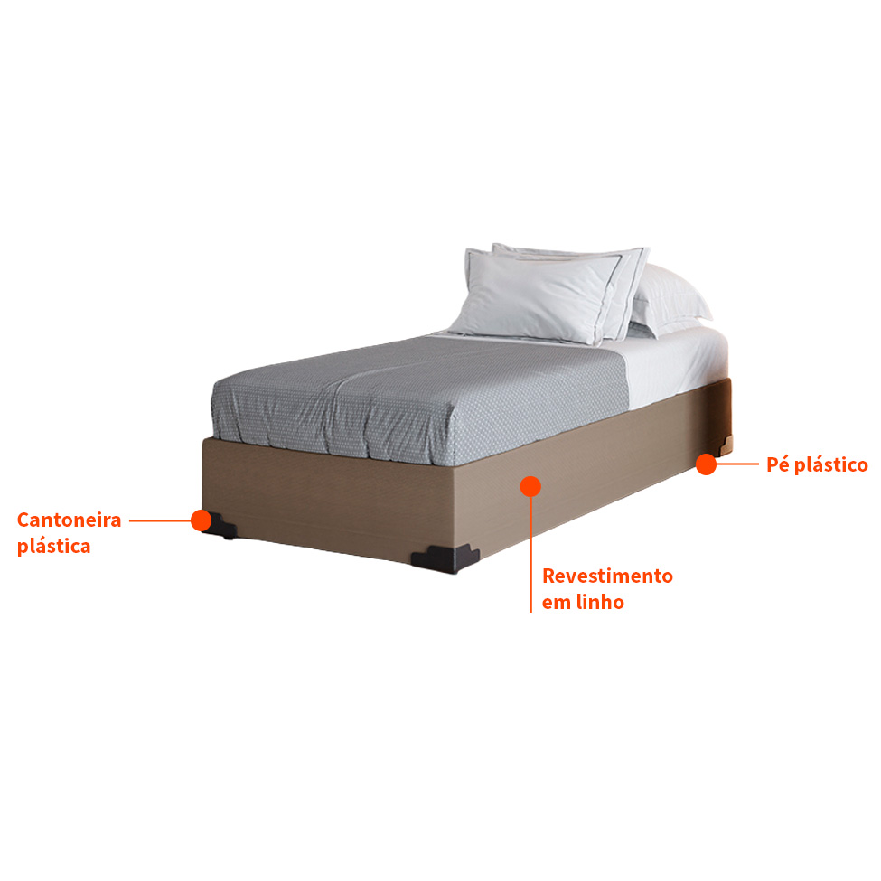 Base para Cama Box Solteiro Joe Suede (36x88x188) Bege