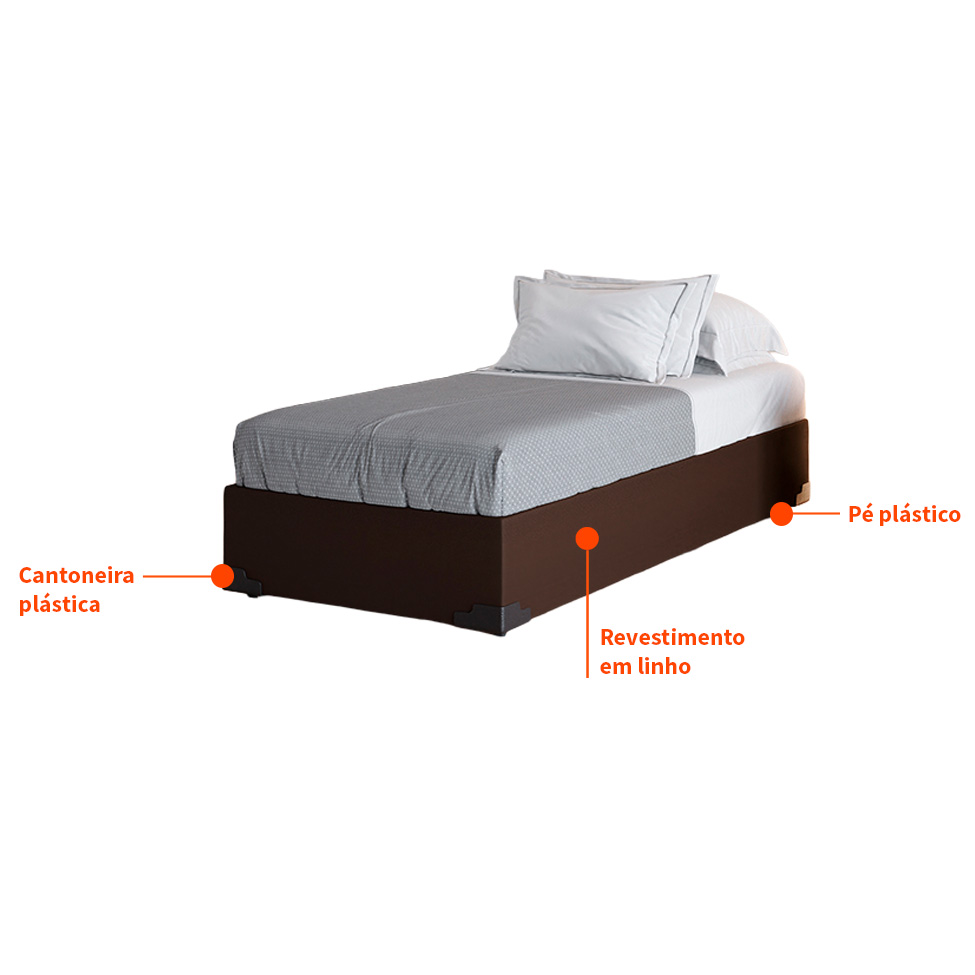 Base para Cama Box Solteiro Joe Suede (36x88x188) Marrom
