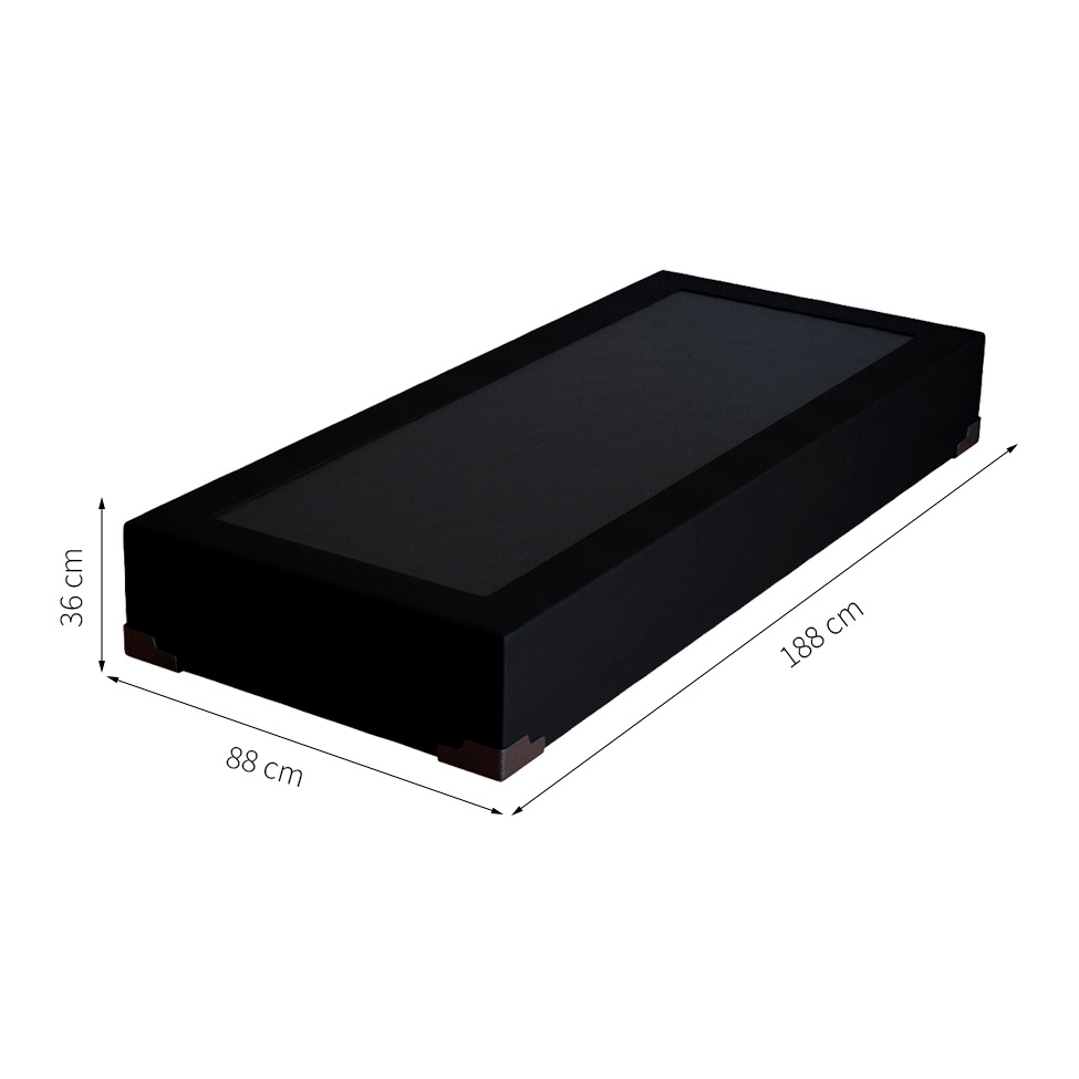 Base para Cama Box Solteiro Joe Suede (36x88x188) Preta