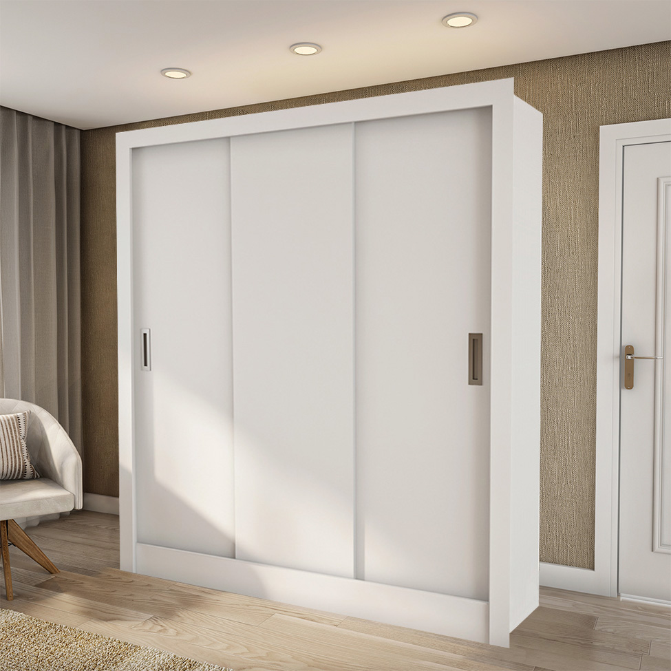  Guarda-Roupa Casal Luiza 3 Portas 2 Gavetas Branco
