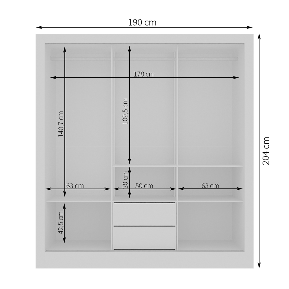  Guarda-Roupa Casal Luiza 3 Portas 2 Gavetas Branco