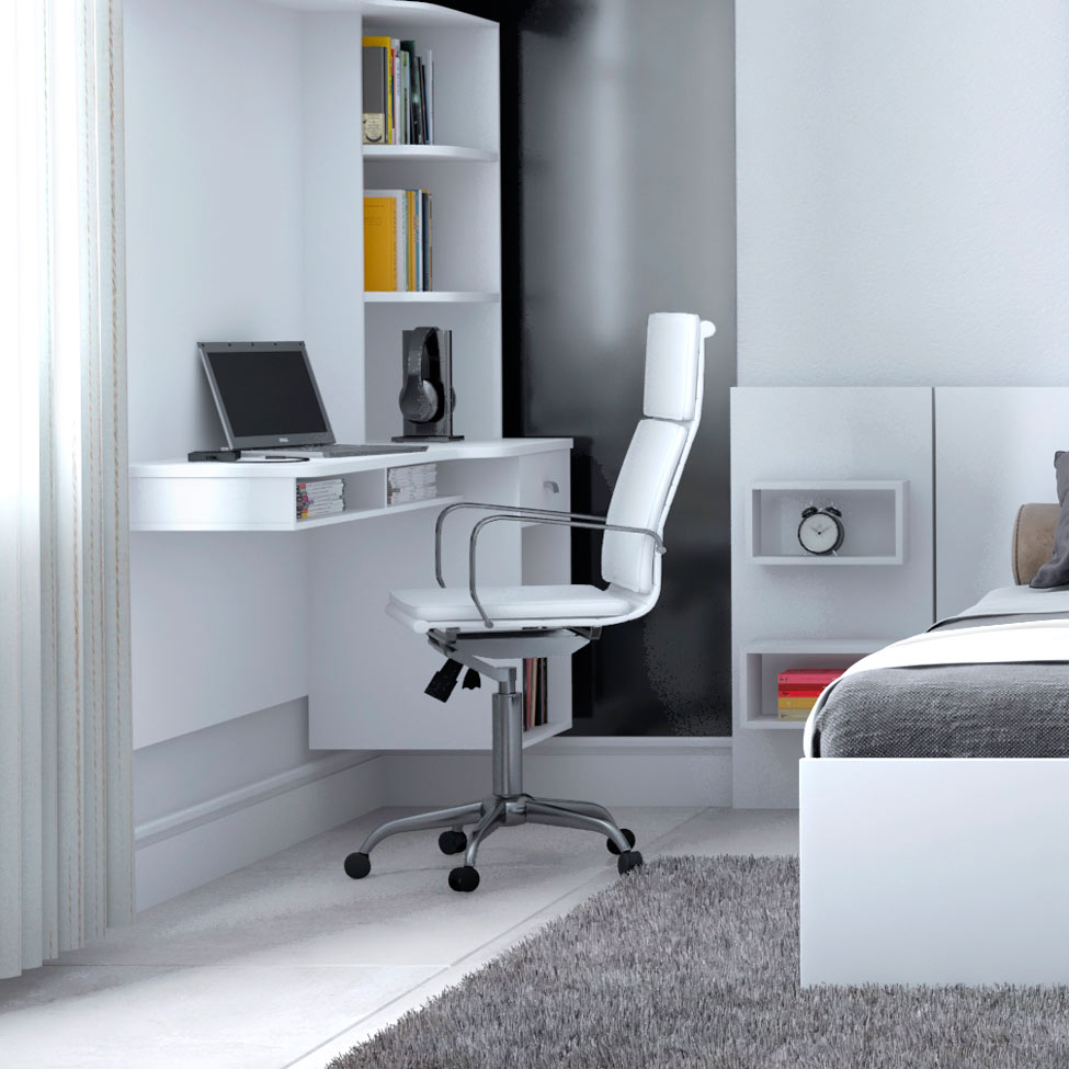 Cadeira de Escritório Presidente Giratória Eames Comfort Branca