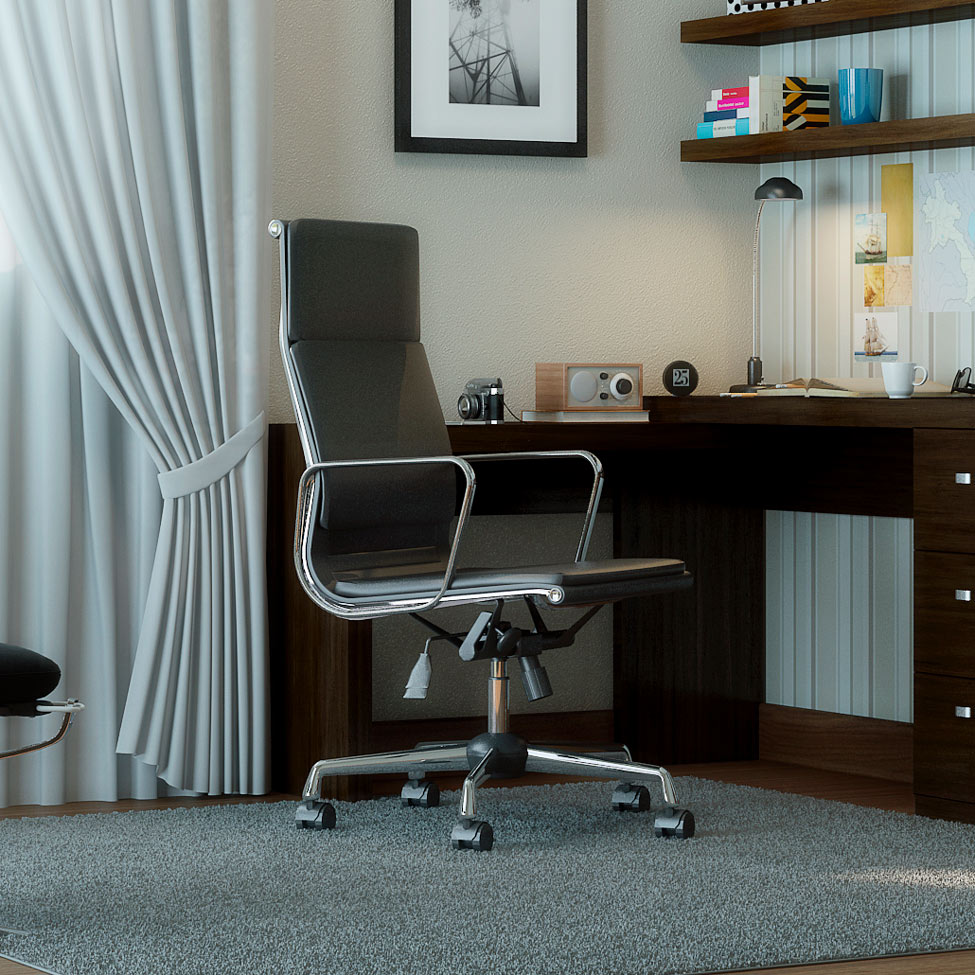 Cadeira de Escritório Presidente Giratória Eames Comfort Preta