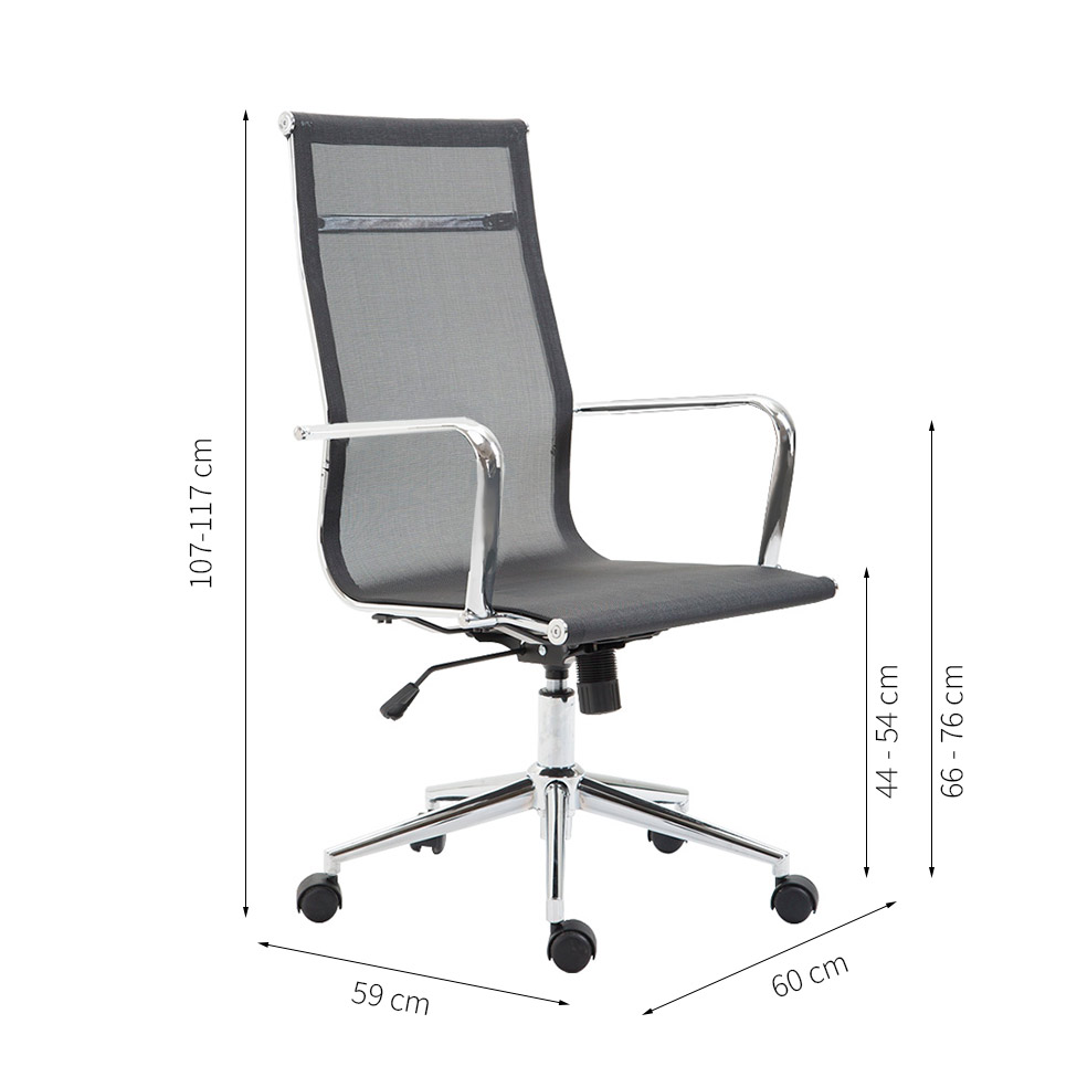 Cadeira de Escritório Presidente Giratória com Relax Eames Star Preta