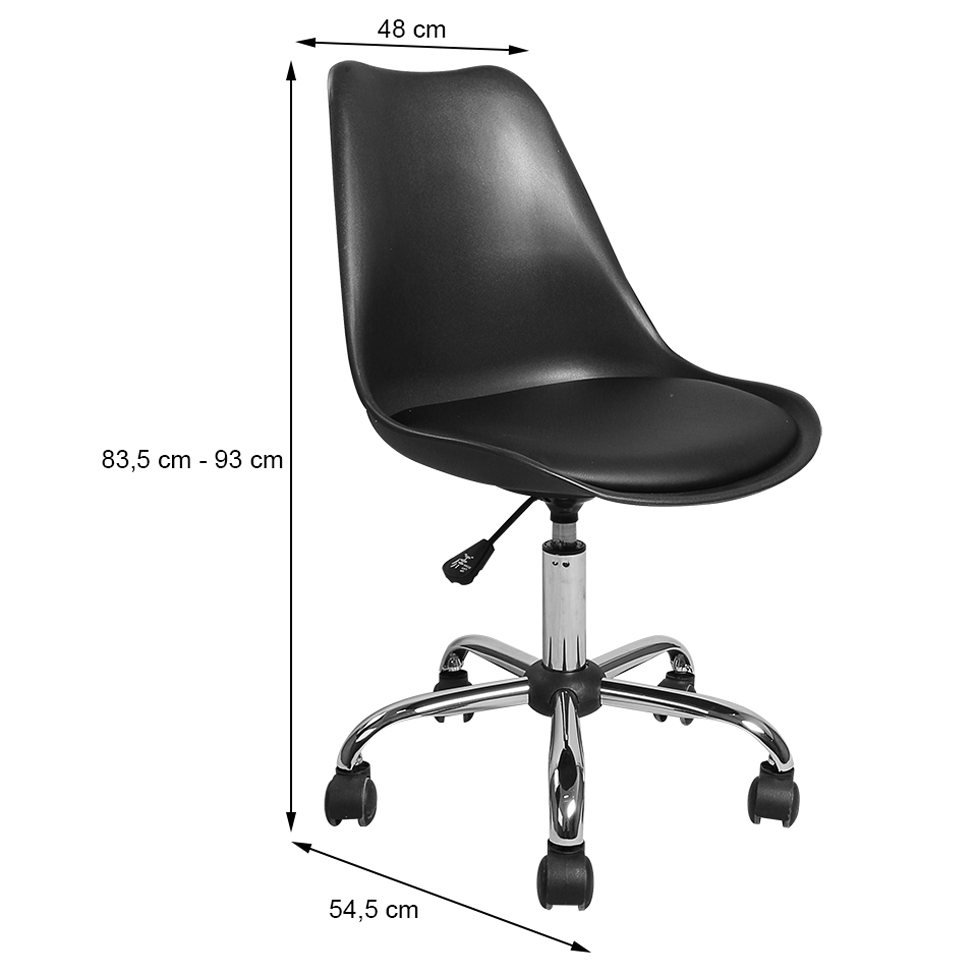 Cadeira de Escritório Secretária Giratória Eames Preta