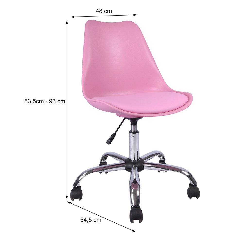 Cadeira de Escritório Secretária Giratória Eames Rosa