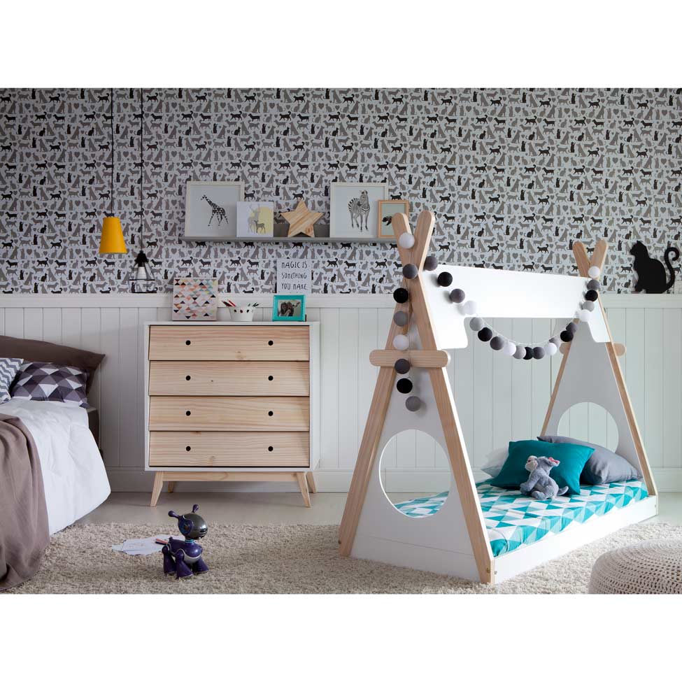 Cama Infantil Montessoriano Branca e Natural