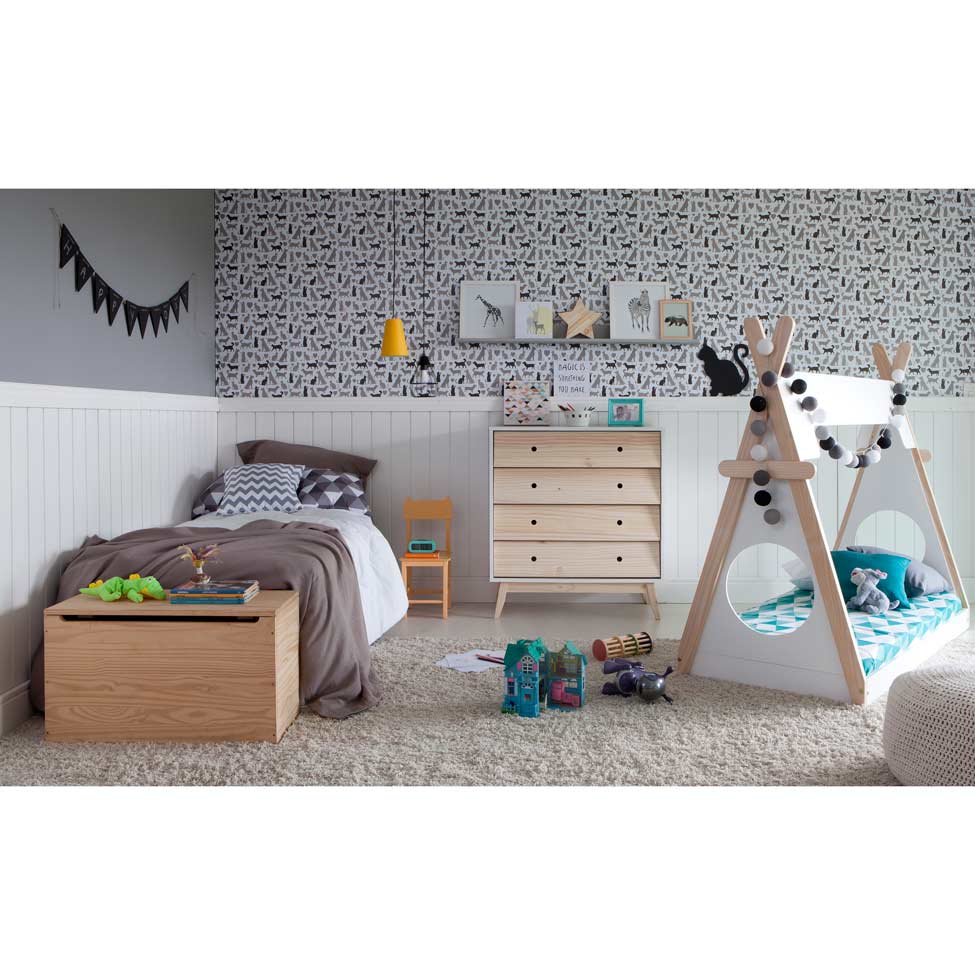 Cama Infantil Montessoriano Branca e Natural