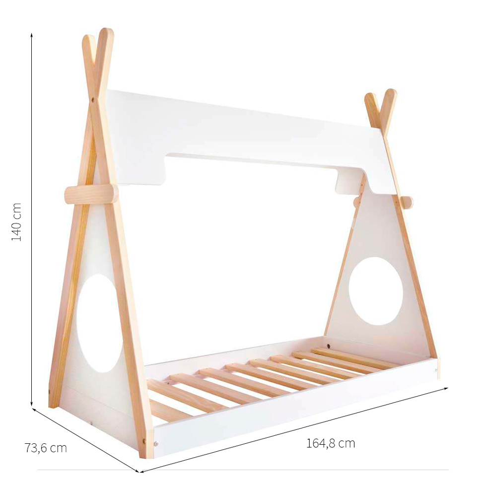 Cama Infantil Montessoriano Branca e Natural