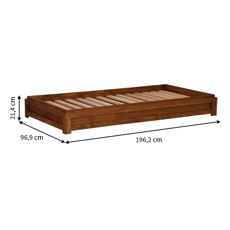 Cama Solteiro Monte Madeira Maciça Amêndoa Rustico