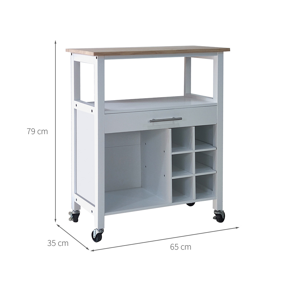 Carrinho Auxiliar para Cozinha Louis 1 GVT Branco e Natural
