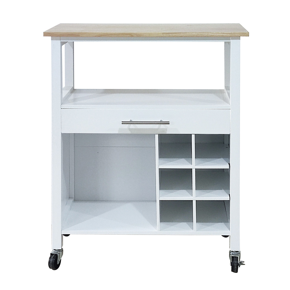 Carrinho Auxiliar para Cozinha Louis 1 GVT Branco e Natural